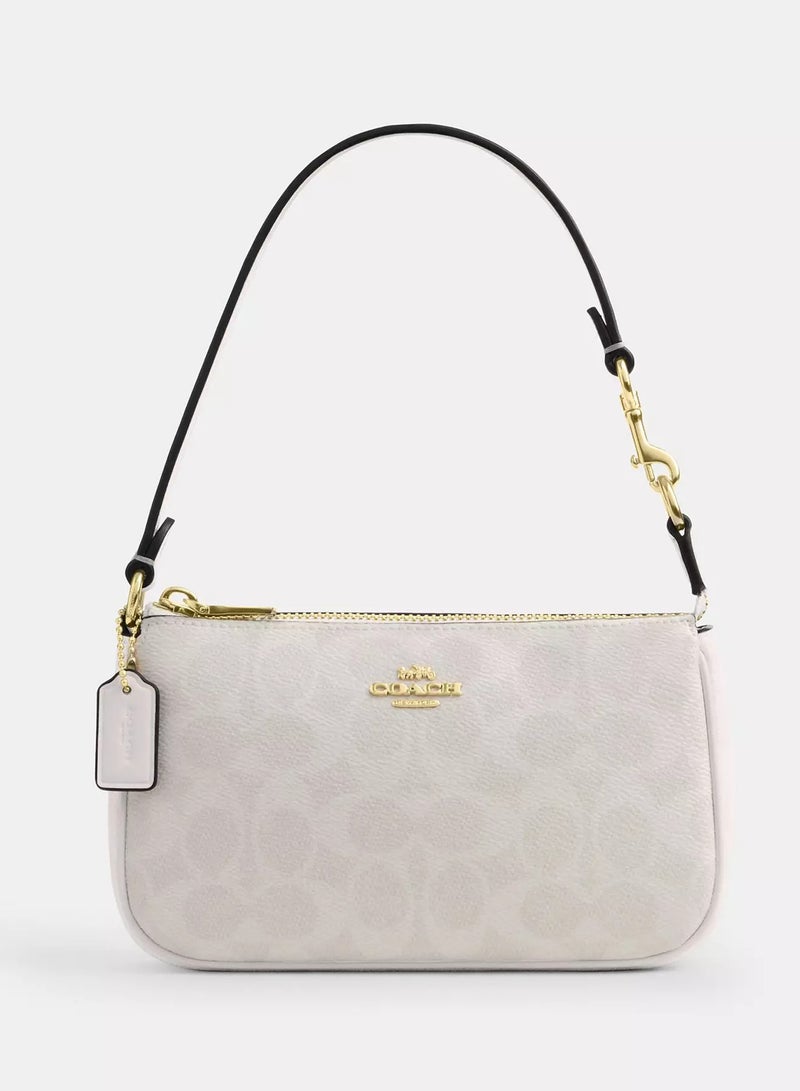 كوتش اوت ليت حقيبة كتف كوتش نوليتا 19 من قماش الكانفاس المميز، حقيبة كروس بودي نسائية، حقيبة كتف نسائية، حقيبة يد نسائية، أبيض - 19 سم - Image 1